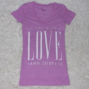Love Coffee Pink Purple Shirt